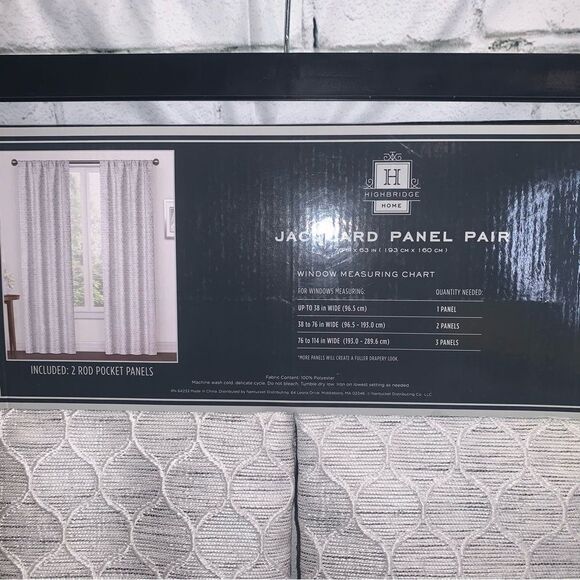 Jacquard Curtains Rod Pocket 2 Panels Gray 76” x 63” - Picture 3 of 7